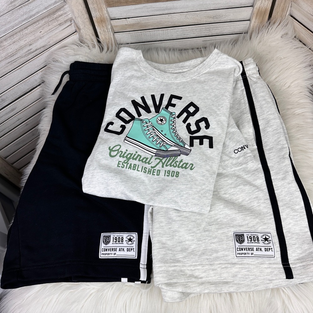 Boys 3 Piece Bundle Lot Set Converse Shorts and Shirt Size XL 14/16 NWT